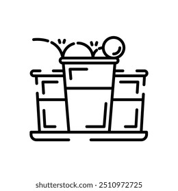 Beer Pong Outline Icon, Vector illustration