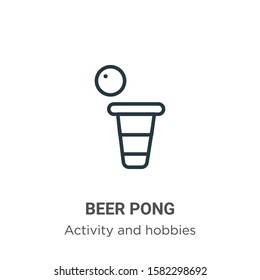 Beer pong outline vector icon. Thin line black beer pong icon, flat vector simple element illustration from editable activities concept isolated on white background
