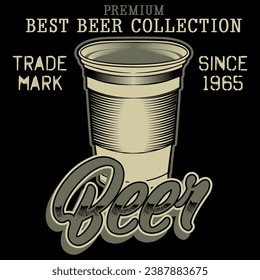 Beer pong party logo or game label. Flat style beer pong championship illustration