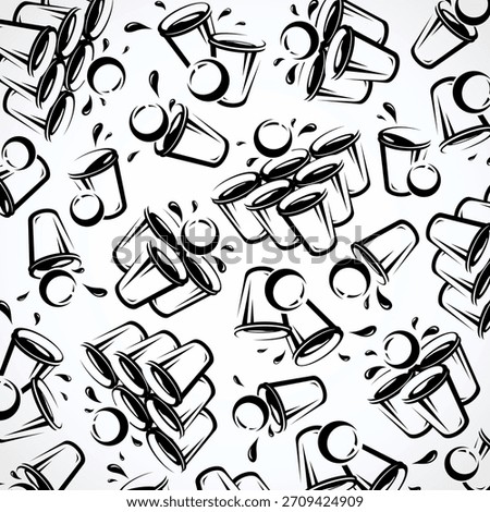 Beer pong pattern background set. Collection icon beer pong. Vector