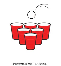 Beer pong set. Clipart image isolated on white background