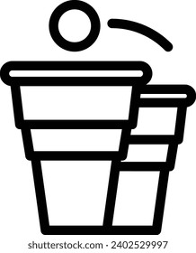 Beer pong single vector line icon 