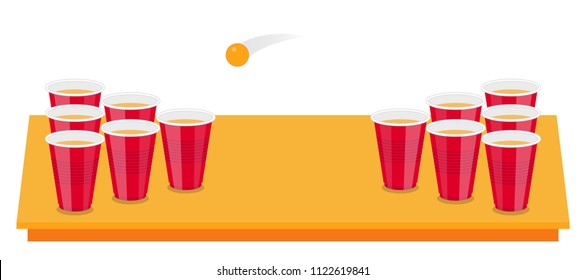 Beer Pong Tournament flyer as red cups and ping pong ball