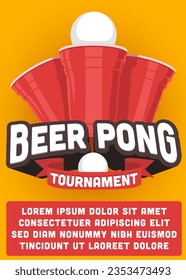 beer pong tournament poster template vector illustration