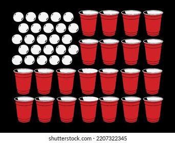 Beer Pong USA Flag Vector.