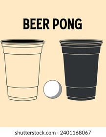 Dibujo de la taza de cerveza del vector pong