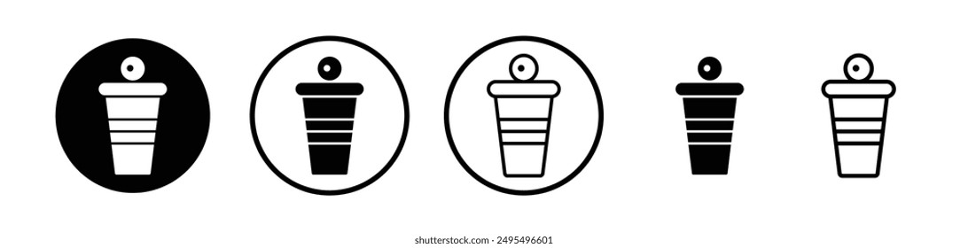 Beer pong vector icon set in black and white color.