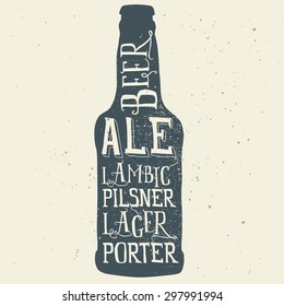 Beer poster. Print for T-shirts. Hand lettering. Vector graphics.