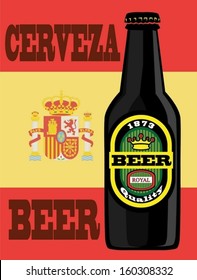 Beer poster with Spain flag