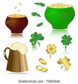 beer, pot, gold, clover