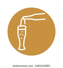 Beer pouring from dark bottle black line icon. Pictogram for web page, mobile app, promo.