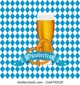 Beer with pretzel at the festival Oktoberfest