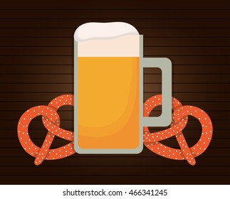 Beer pretzel oktoberfest. Germany. Colorfull illustration