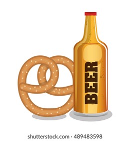 beer and pretzels food tradicional oktoberfest design