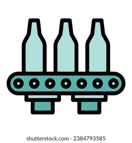 Beer process line icon outline vector. Factory tank. Drink production color flat