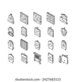 beer production brewery factory isometric icons set. alcohol industry, drink equipment, brew process, manufacturing glass technology beer production brewery factory color line