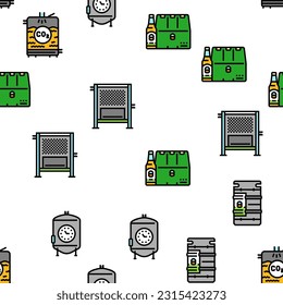 beer production brewery factory vector seamless pattern thin line illustration