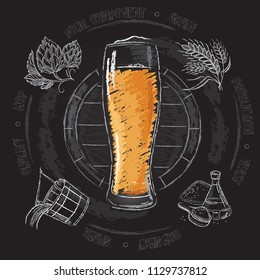 Beer production stage on white background. Vector illustration