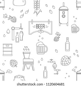 Beer production stage pattern seamless. Vector illustration