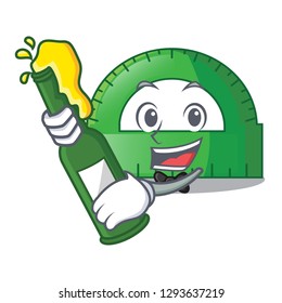 With beer protractor isolated in the a cartoons