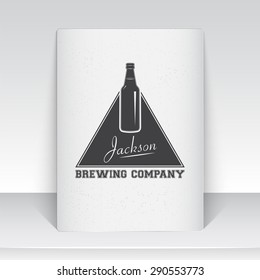 Beer pub. Brewing old school of vintage label. Sheet of white paper. Monochrome typographic labels, stickers, logos and badges. Flat vector illustration
