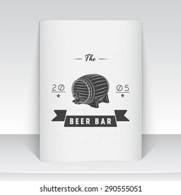 Beer pub. Brewing old school of vintage label. Sheet of white paper. Monochrome typographic labels, stickers, logos and badges. Flat vector illustration
