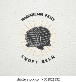 Beer pub. Brewing old school of vintage label. Old retro vintage grunge. Scratched, damaged, dirty effect. Typographic labels, stickers, logos and badges. Flat vector illustration