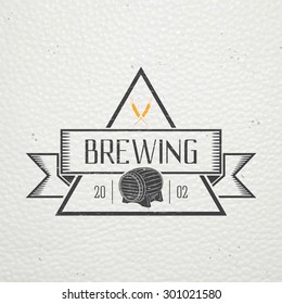 Beer pub. Brewing old school of vintage label. Old retro vintage grunge. Scratched, damaged, dirty effect. Typographic labels, stickers, logos and badges. Flat vector illustration