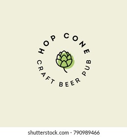 Beer Pub Emblem. Hop Cone Logo. Craft Beer Logotype.