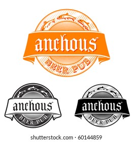 Beer pub emblem logo (anchovy theme)