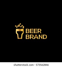 Beer pub golden vector logo design template