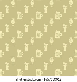 Beer Pub icons pattern. Brewery beer seamless background. Seamless pattern vector illustration