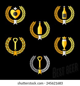 Beer and pub icons, signs, symbols and design elements vector set