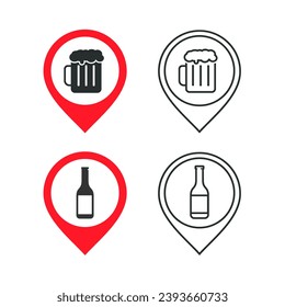 Icono de ubicación del pub de cerveza. Vector de ilustración