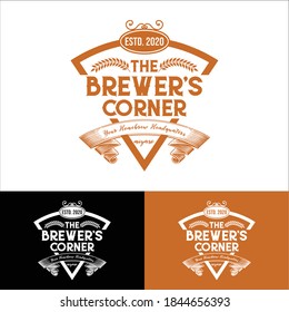 Beer Pub Logo - Butchers Beer - Bar Logo Restaurant - Abstract Design Minimalist Logo Flat Design