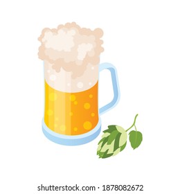 Beer pub menu with herbs isolated vector illustration