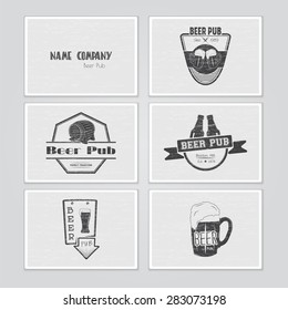 Beer pub set. Brewing typographic labels, logos and badges. Flat vector illustration