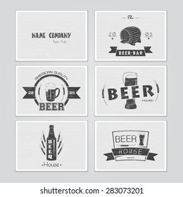 Beer pub set. Brewing typographic labels, logos and badges. Flat vector illustration