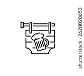 Beer pub sign icon. Simple wooden beer sign icon for social media, app and web design. Vector illustration.