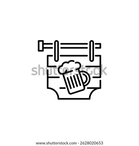 Beer pub sign icon. Simple wooden beer sign icon for social media, app and web design. Vector illustration.