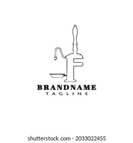 beer pump cartoon logo icon design template black modern isolated vector illustration