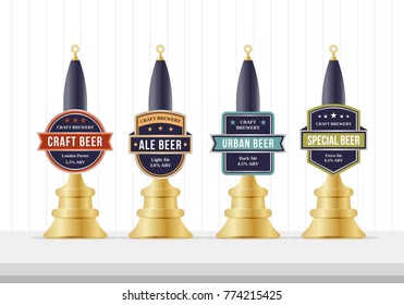 Beer Pump Collection. Beer Pump Template Design. Beer Pump Label Set.