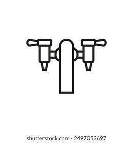 Bierpumpen-Symbol mit Hahn und Griff. Vektorgrafik auf weißem Hintergrund.