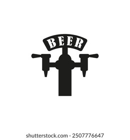 Beer pump silhouette with tap and handle. Vector illustration on white background.