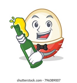 With beer rambutan mascot cartoon style