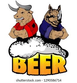 Beer for real men poster on a isolated white background.
