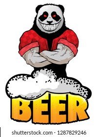 Beer for real men poster with strong panda
