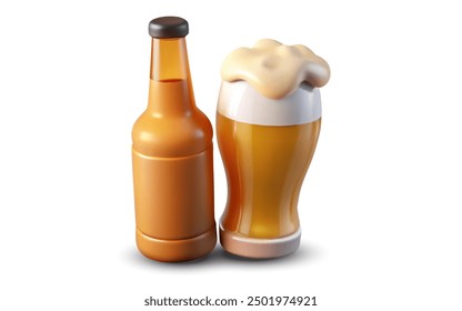 Beer realistic 3d render icons