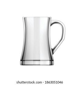 Beer realistic composition with isolated image of transparent glass on blank background vector illustration