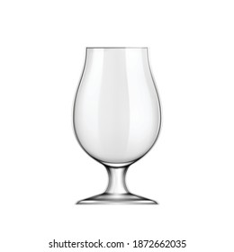 Beer realistic composition with isolated image of empty stem glass vector illustration